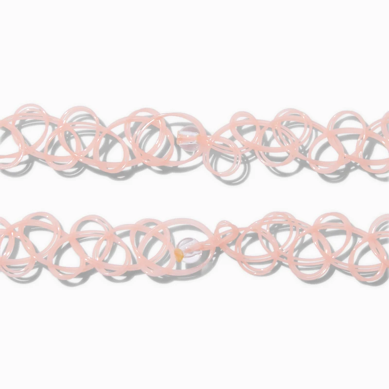 Best Friends Gold-tone Bubble Letter Pink Tattoo Choker Necklaces - 2 Pack