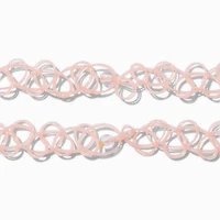 Best Friends Gold-tone Bubble Letter Pink Tattoo Choker Necklaces - 2 Pack