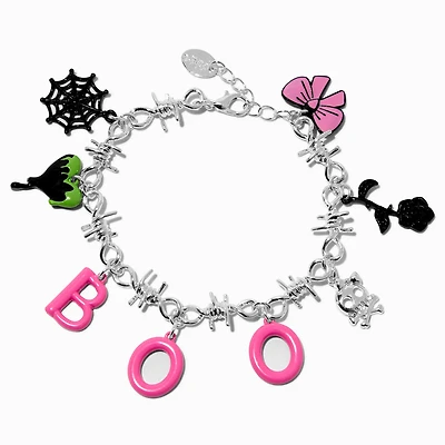 "Boo" Halloween Charm Barbed Wire Bracelet