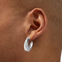 Silver-tone Rhinestone Studded Hoop Earrings