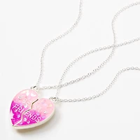 Best Friends Glow The Dark Pink Confetti Split Heart Necklaces - 2 Pack