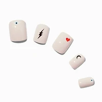 Baby Pink Icons Square Vegan Faux Nail Set - 24 Pack