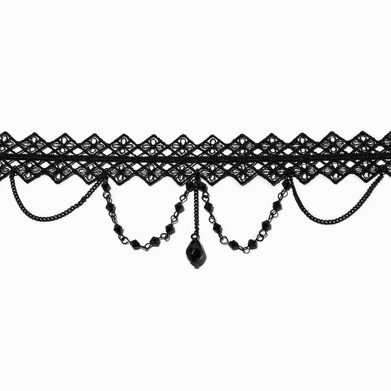 Black Diamond Lace Choker Necklace