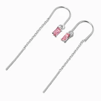 C LUXE by Claire's Sterling Silver Cubic Zirconia Pink Baguette Threader Earrings