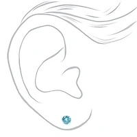 Turquoise Cubic Zirconia 5mm Round Stud Earrings