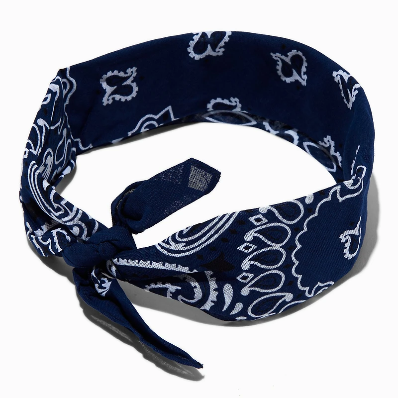 Navy Blue Paisley Bandana Headwrap