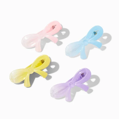 Claire's Club Pastel Plastic Bow Hair Clips - 4 Pack