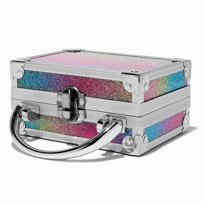 Claire's Club Mini Travel Rainbow Glitter Lock Box Makeup Set