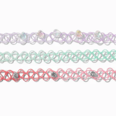 Pastel Ombré Tattoo Choker Necklaces - 3 Pack