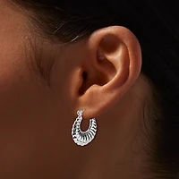 Silver-tone Crescent Hoop Earrings