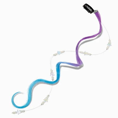 Purple & Blue Star Gemstone Faux Hair Clip In Extensions - 2 Pack