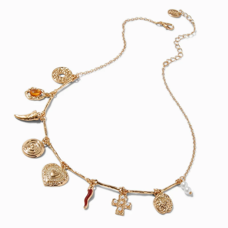 Gold-tone Mixed Charm Choker Necklace