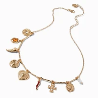 Gold-tone Mixed Charm Choker Necklace
