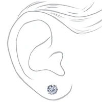 C LUXE by Claire's Sterling Silver Cubic Zirconia 8mm Round Stud Earrings