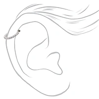 18G Silver-tone Stainless Steel Embellished Tragus Hoop Earring