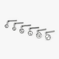 20G Silver-tone Titanium Graduated Nose Studs - 6 Pack