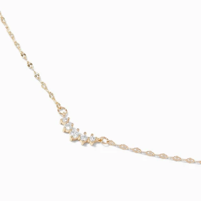Gold-tone Crystal Crescent Pendant Necklace