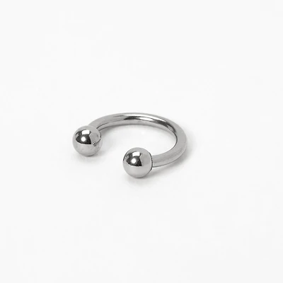 16G Silver-tone Stainless Steel Horseshoe Septum Nose Ring