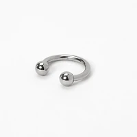 16G Silver-tone Stainless Steel Horseshoe Septum Nose Ring