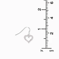 Pink Cubic Zirconia Heart Silver-tone 0.5" Drop Earrings