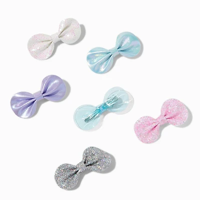 Claire's Club Pastel Textured Hair Bow Clips - 6 Pack