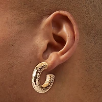 Gold-tone Textured Hoop Earrings - 3 Pack