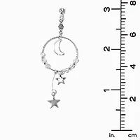 Delicate Celestial Hoop 3" Drop Earrings