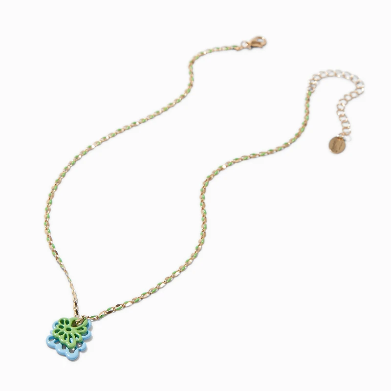 Green & Blue Butterfly Pendant Necklace