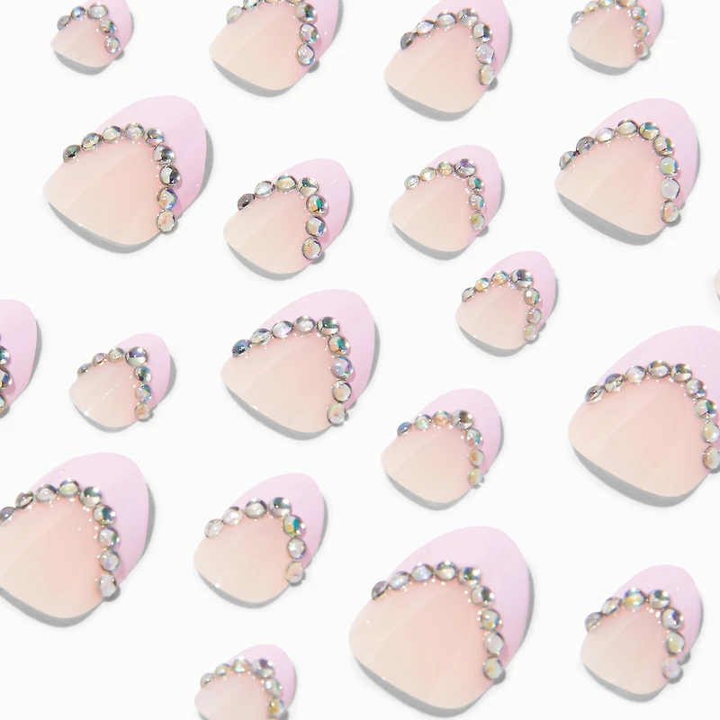 Gem French Tip Stiletto Press On Vegan Faux Nail Set