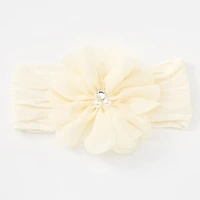 Claire's Club Ivory Chiffon Flower Headwrap