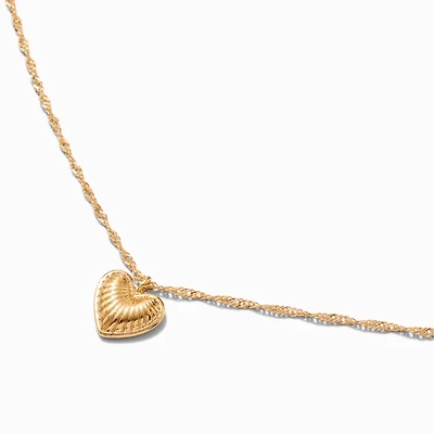 Gold-tone Twisted Heart Pendant Necklace