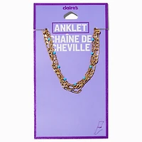 Gold-tone Turquoise Multi-Strand Chain Anklet