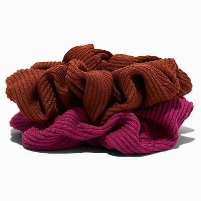 Brown & Berry Ribbed Hair Scrunchies - 2 Pack