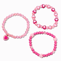 Pink Heart Stretch Bracelets - 3 Pack