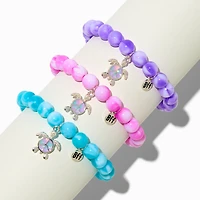 Best Friends Turtle Peace Sign Marble Beaded Stretch Bracelets - 3 Pack