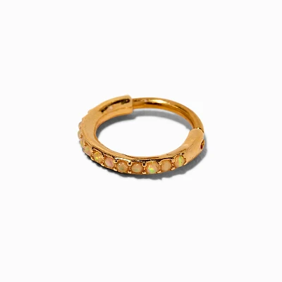 18G Gold-tone Stainless Steel Opal Hoop Clicker Nose Hoop