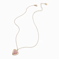 Pink Pavé Heart Locket Pendant Necklace