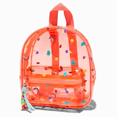 Claire's Club Summer Print Orange Mini Backpack