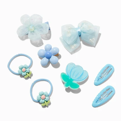 Claire's Club Blue Daisy Mixed Hair Clip Set - 8 Pack