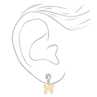 Mixed Metal Filigree Butterfly 0.5" Drop Earrings - 3 Pack