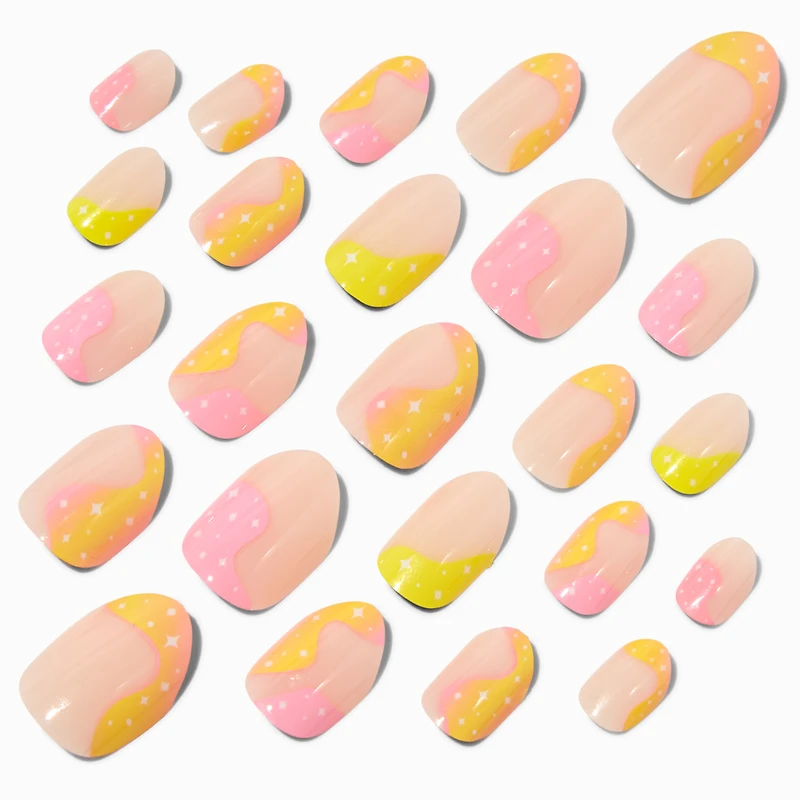 Pastel Swirl Stiletto Press On Vegan Faux Nail Set - 24 Pack