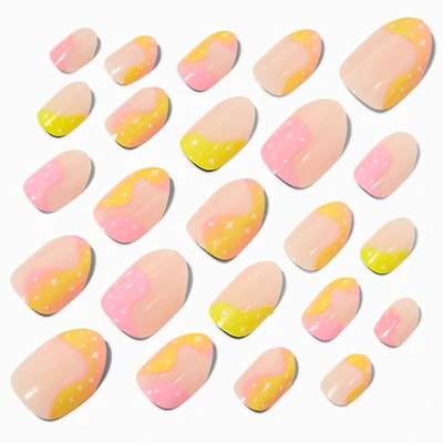 Pastel Swirl Stiletto Press On Vegan Faux Nail Set - 24 Pack