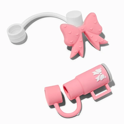 Pink Bow & Cup Straw Covers - 2 Pack