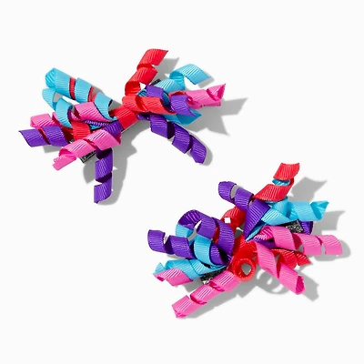 Claire's Club Red & Purple Curly Ribbon Hair Clips - 2 Pack