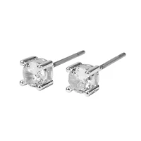 Silver-tone Cubic Zirconia 4mm Basket Stud Earrings