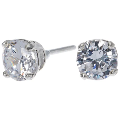 C LUXE by Claire's Sterling Silver Cubic Zirconia 6mm Round Stud Earrings