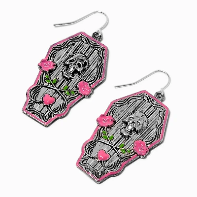 Pink Coffin Halloween Drop Earrings