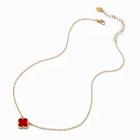 Red Clover Gold-tone Pendant Necklace