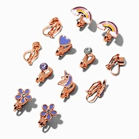 Purple Unicorn Clip-On Stud Earrings - 6 Pack 
