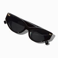 Gold Bow Studded Black Retro Sunglasses